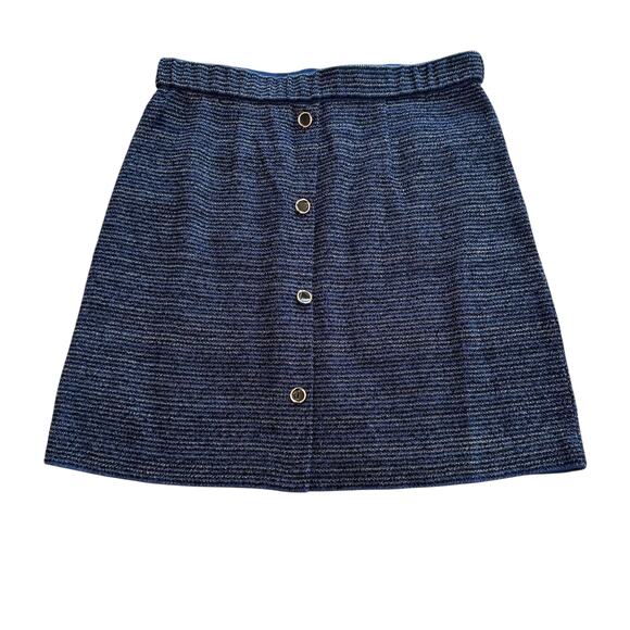 Misook Blue Metallic Knitted Pull On Mini Skirt Medium - Picture 1 of 9